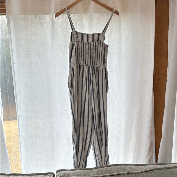 Striped Jumpsuit in Blue and White - Picture 3 of 4